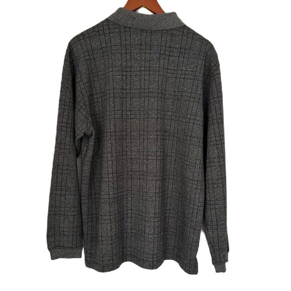 GB Geoffrey Bean Sweater Men Large Gray Plaid Henley Pullover Casual Comfy Dad - Picture 2 of 12